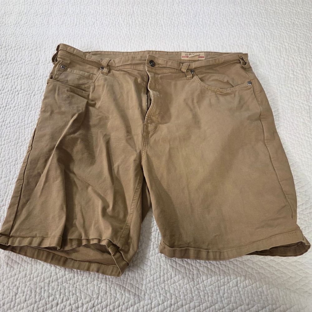 Orvis Mens 38 Khaki Brown Five Pocket Stretch Cotton Shorts RN70534